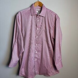 Joseph Abboud Men's 17 Button Up Long Sleeve Egyptian Cotton Dress Shirt Pink